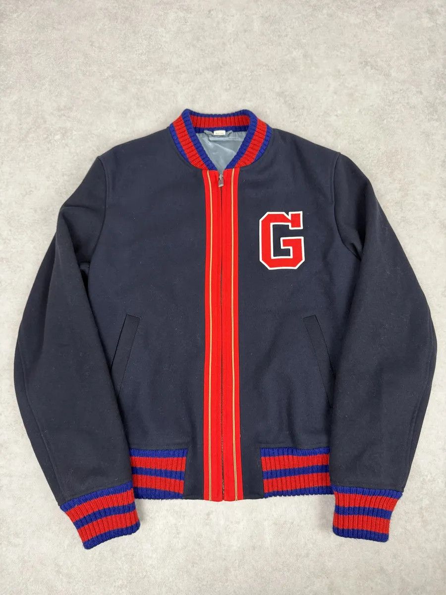 Gucci AW2017 Gucci Navy & Red Wool G Teddy Bomber Jacket Size US L / EU 52-54 / 3 - 1 Thumbnail