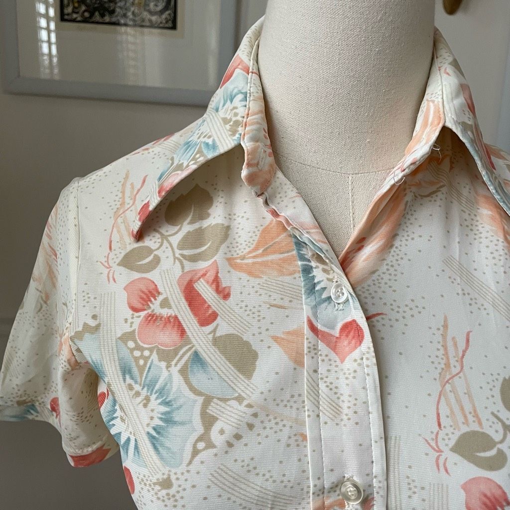 Vintage Vintage 70s Kokobay By Ecco Bay Pointy Collar Floral Short S Size S / US 4 / IT 40 - 2 Thumbnail