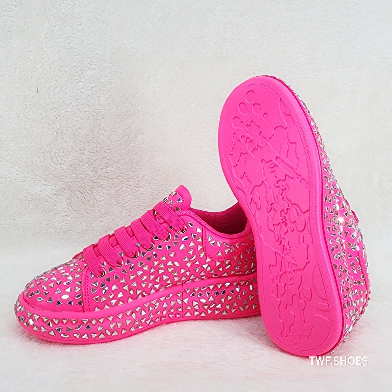 Other Geo Dazzle Cush Iridescent Stone Hot Pink Platform Sneakers Size US 8 / IT 38 - 5 Thumbnail