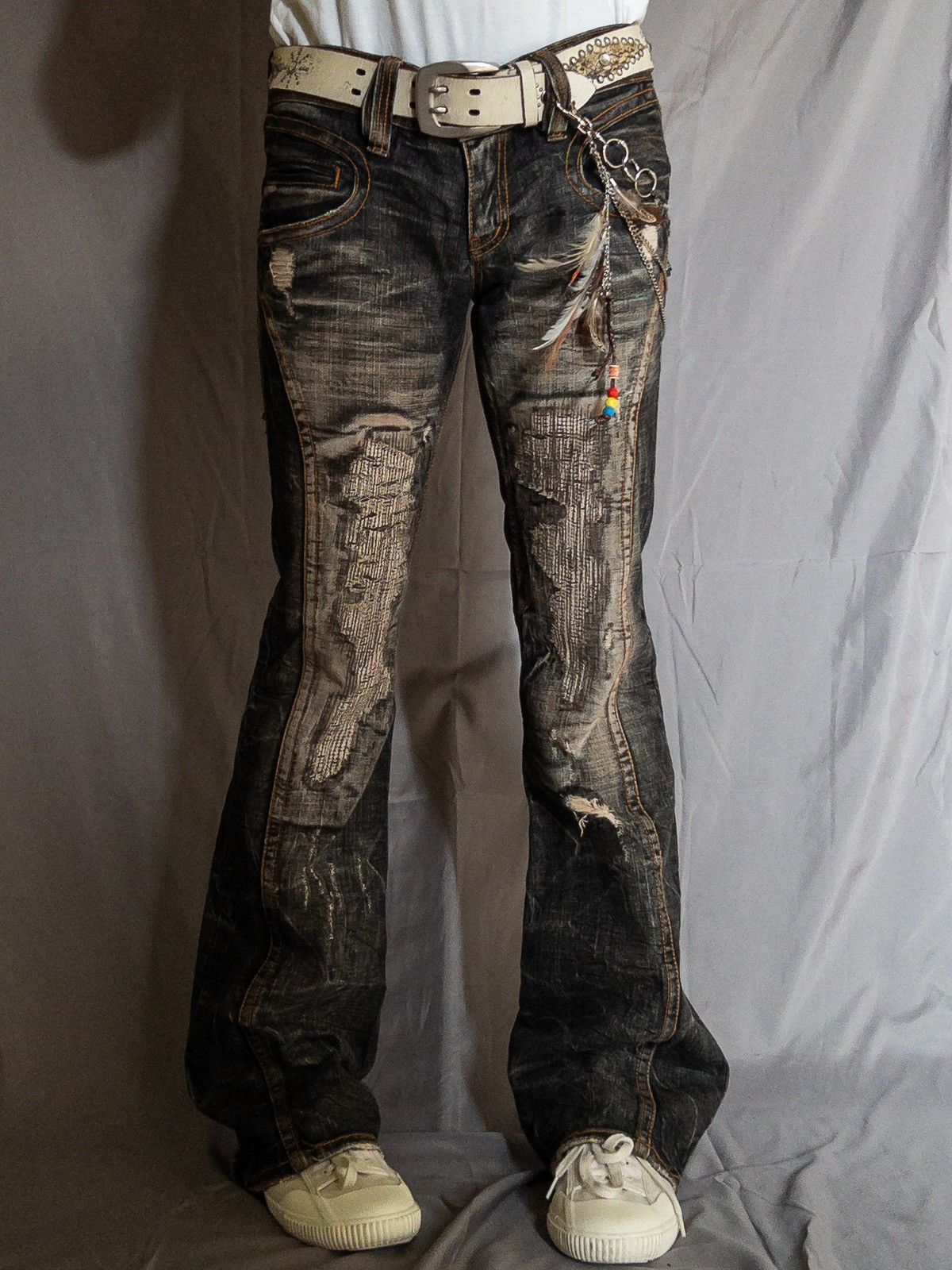Japanese Brand Casva Distressed Flare Jeans Black Wash Y2K Japanese Brand Size US 32 / EU 48 - 1 Thumbnail