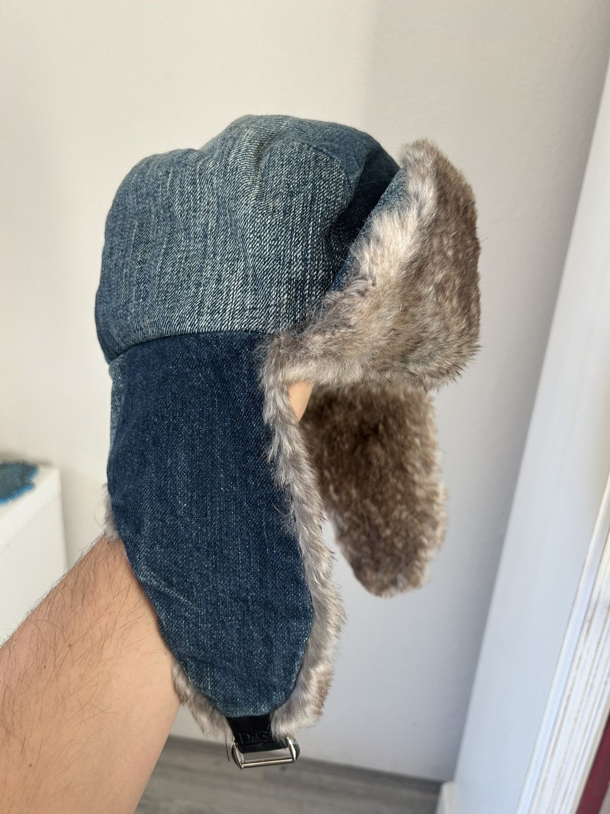 Dolce & Gabbana Dolce & Gabbana Denim & Rabbit Fur Trapper Hat Size ONE SIZE - 4 Thumbnail