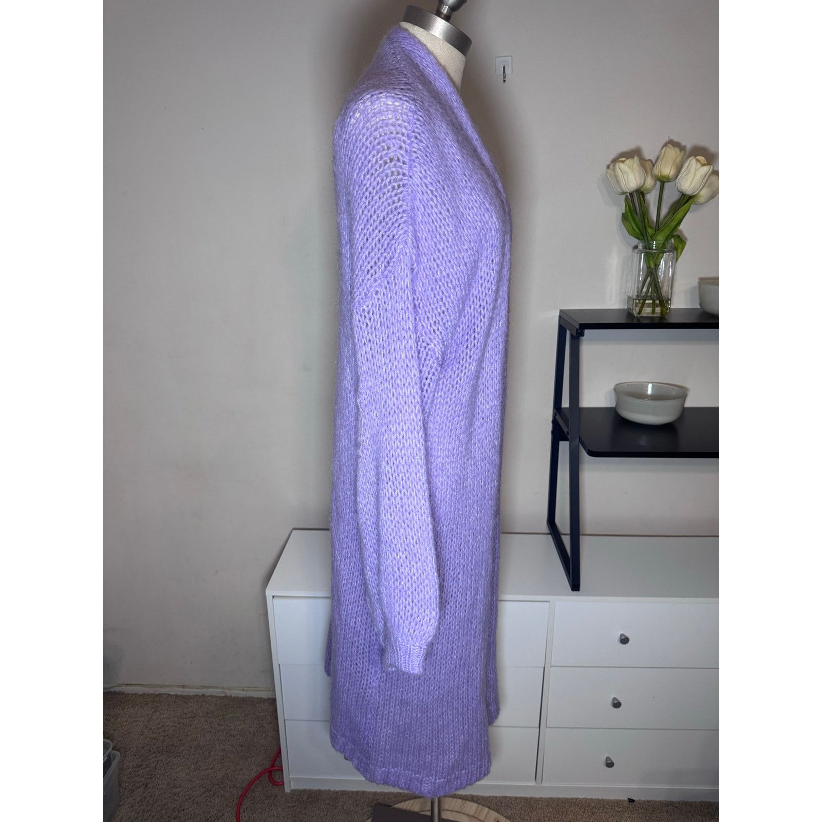 Other Ottod`Ame Knit Wool Blend Long Cardigan Lavander RARE Size L / US 10 / IT 46 - 3 Thumbnail