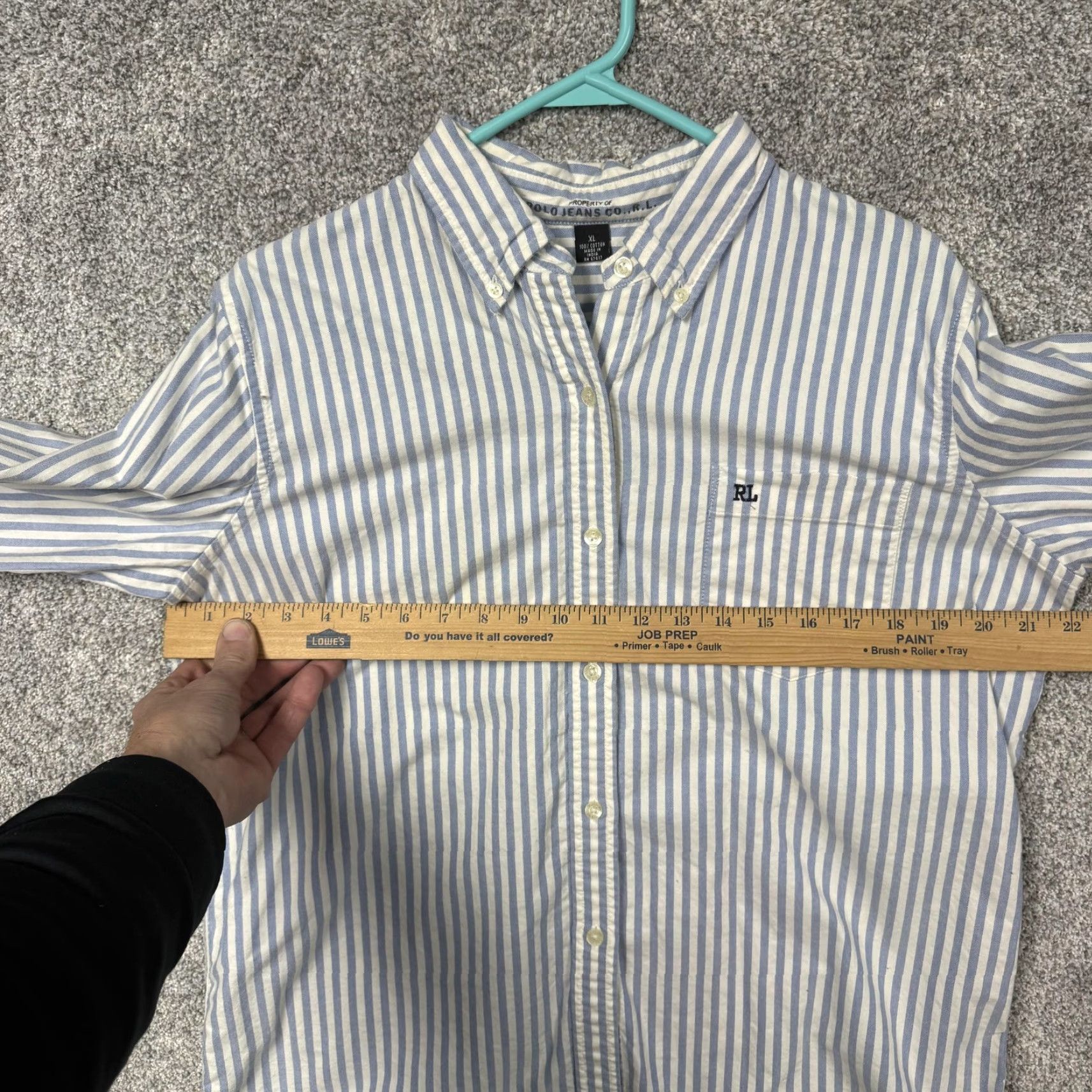 Vintage VINTAGE Polo Jeans Co Shirt Mens XL Striped Blue White Button-Up, Button-Down Collar, Long Sleeve, Casual Preppy, 100% Cotton Size US XL / EU 56 / 4 - 4 Thumbnail
