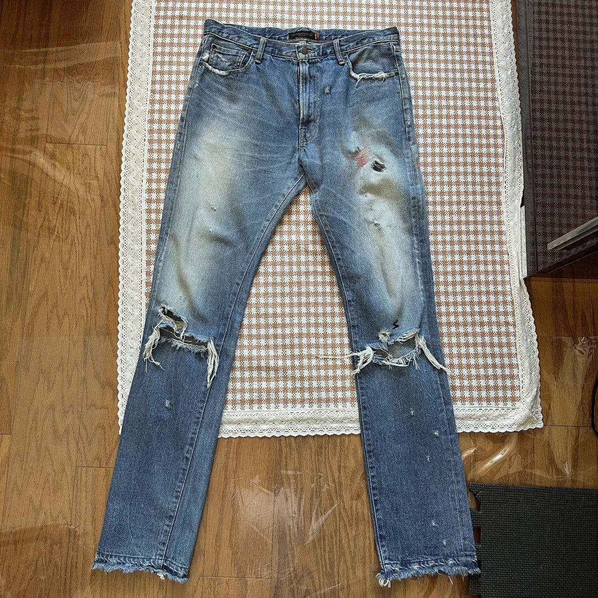 image of Undercover Ss05 “But Beautiful” Denim With Back Patches in Blue, Men's (Size 33)