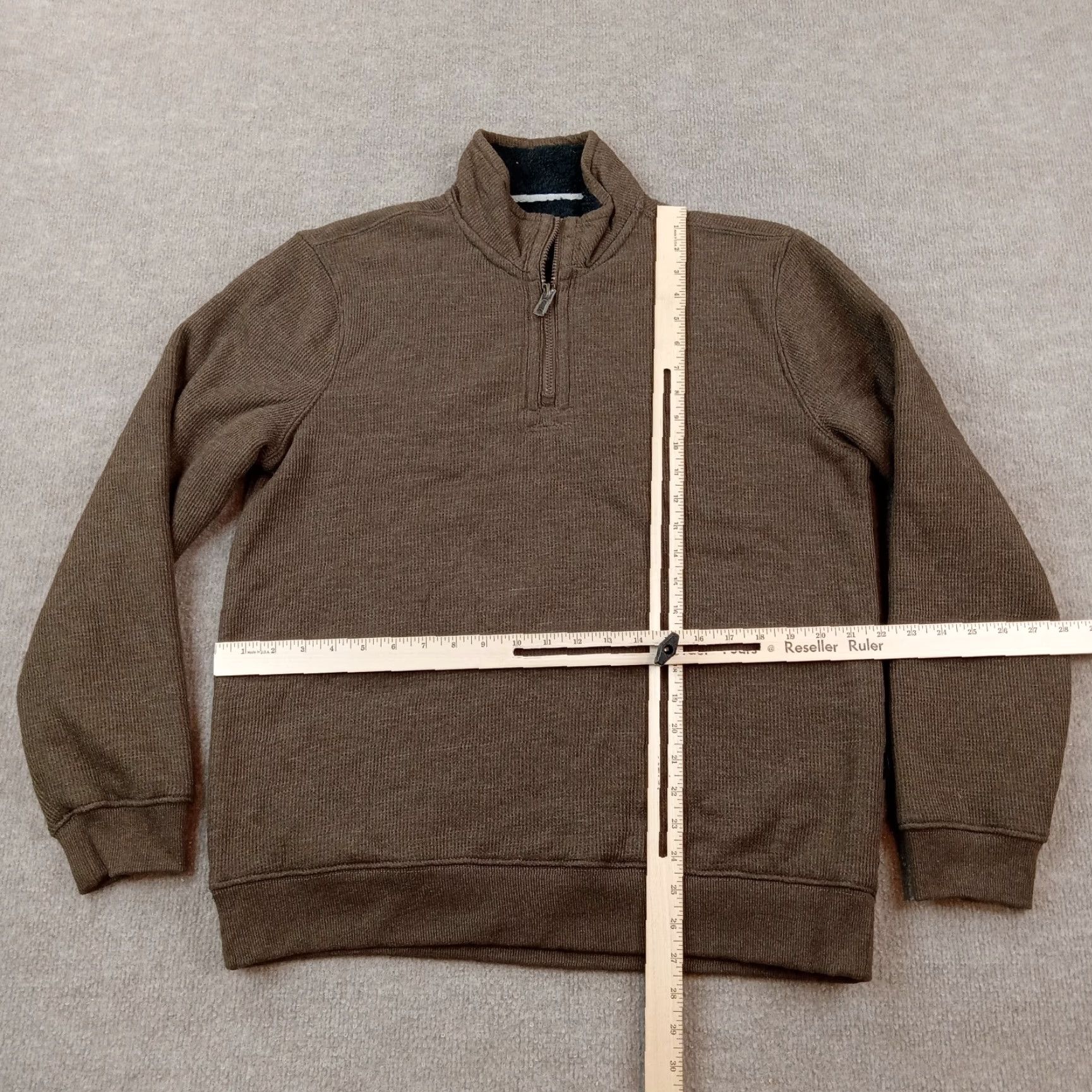 Lee Lee Sweater Mens Medium Brown Waffle Knit 1/4 Zip Mock Neck Pullover Long Sleeve Size US M / EU 48-50 / 2 - 2 Thumbnail