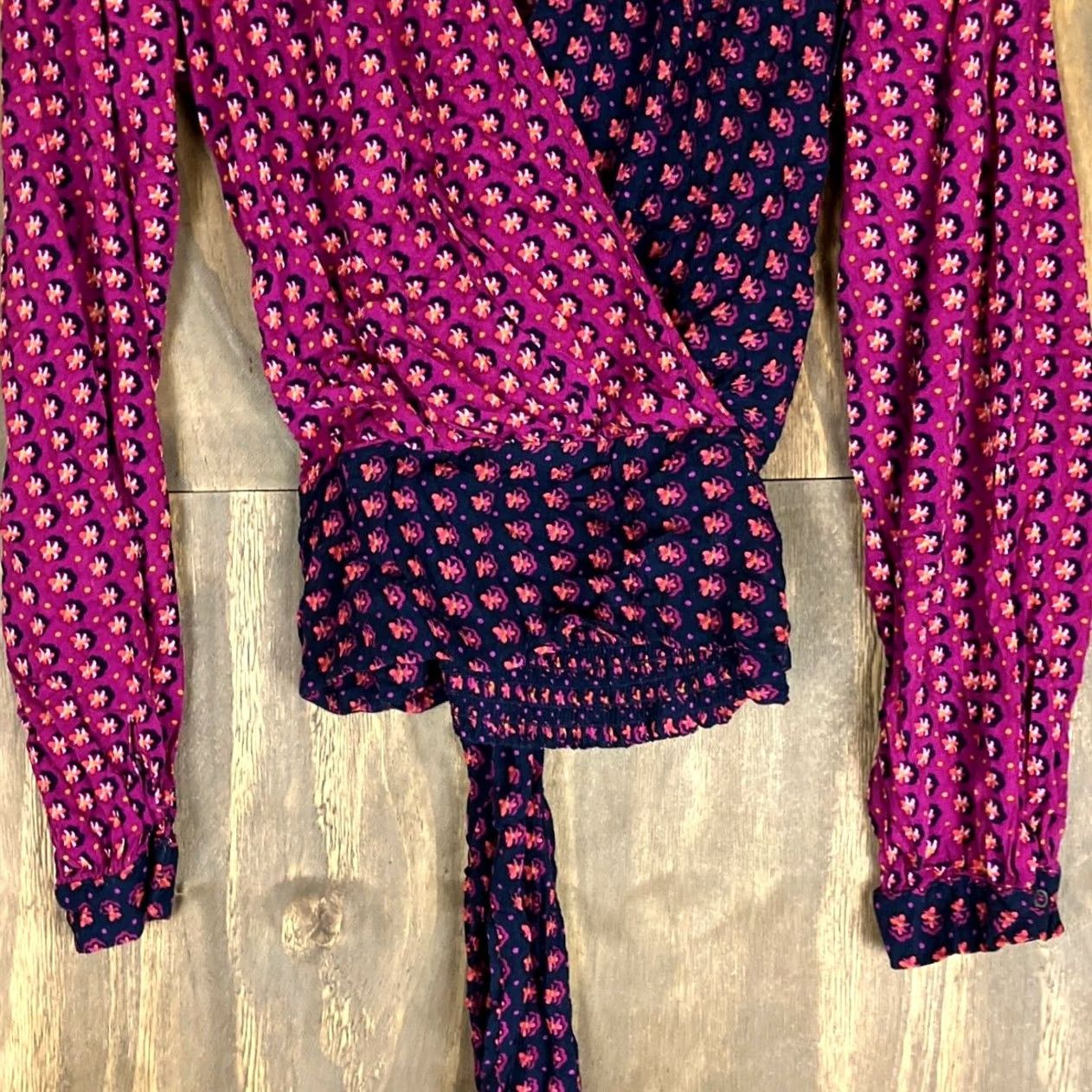 Anthropologie Anthropologie Maeve Women Blouse Multicolored Lisa Puff Sleeve Faux Wrap 12 Size XL / US 12-14 / IT 48-50 - 4 Thumbnail