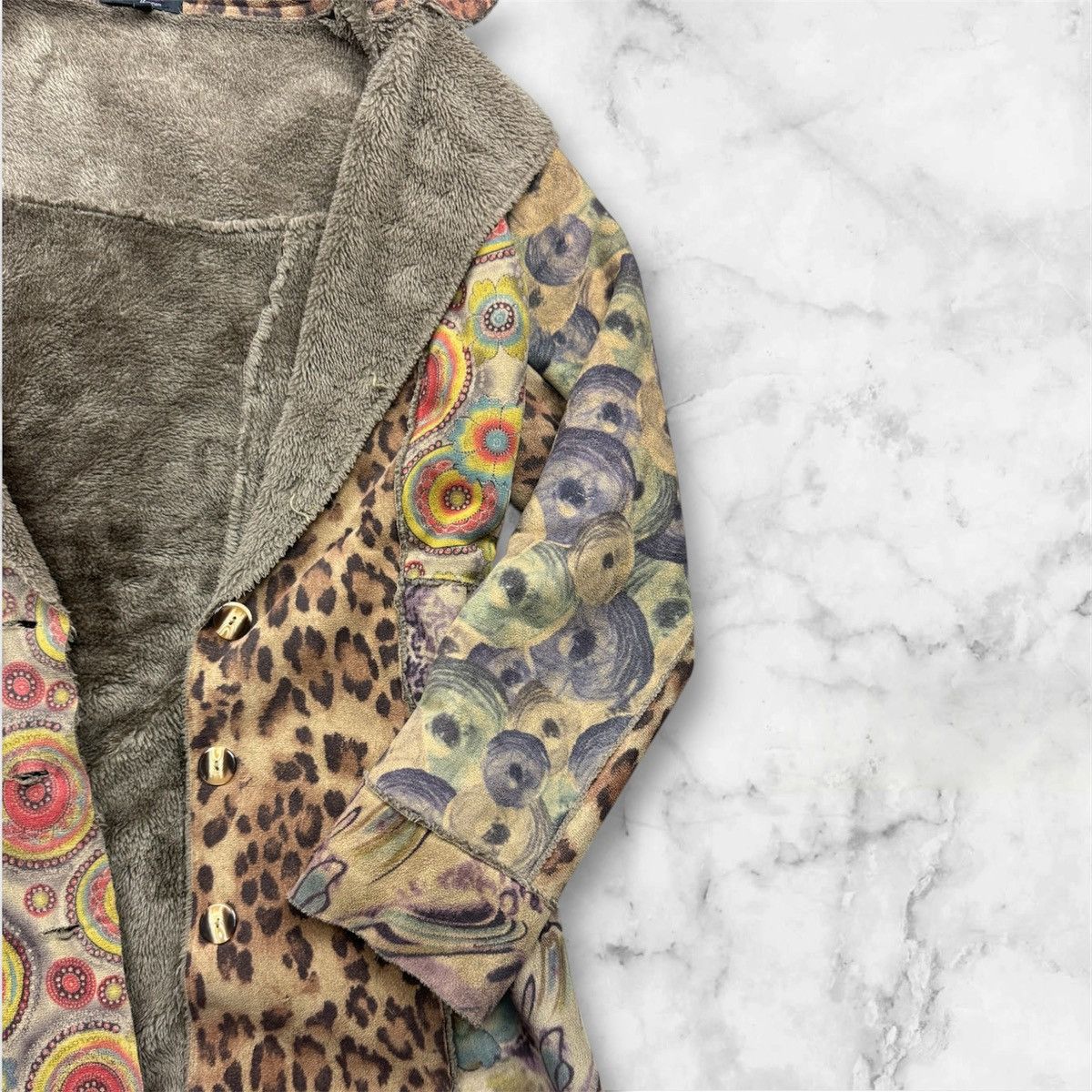Vintage Vintage Faux Suede Coat With Leopard Art Size 10 Boho Hippe Size L / US 10 / IT 46 - 5 Thumbnail