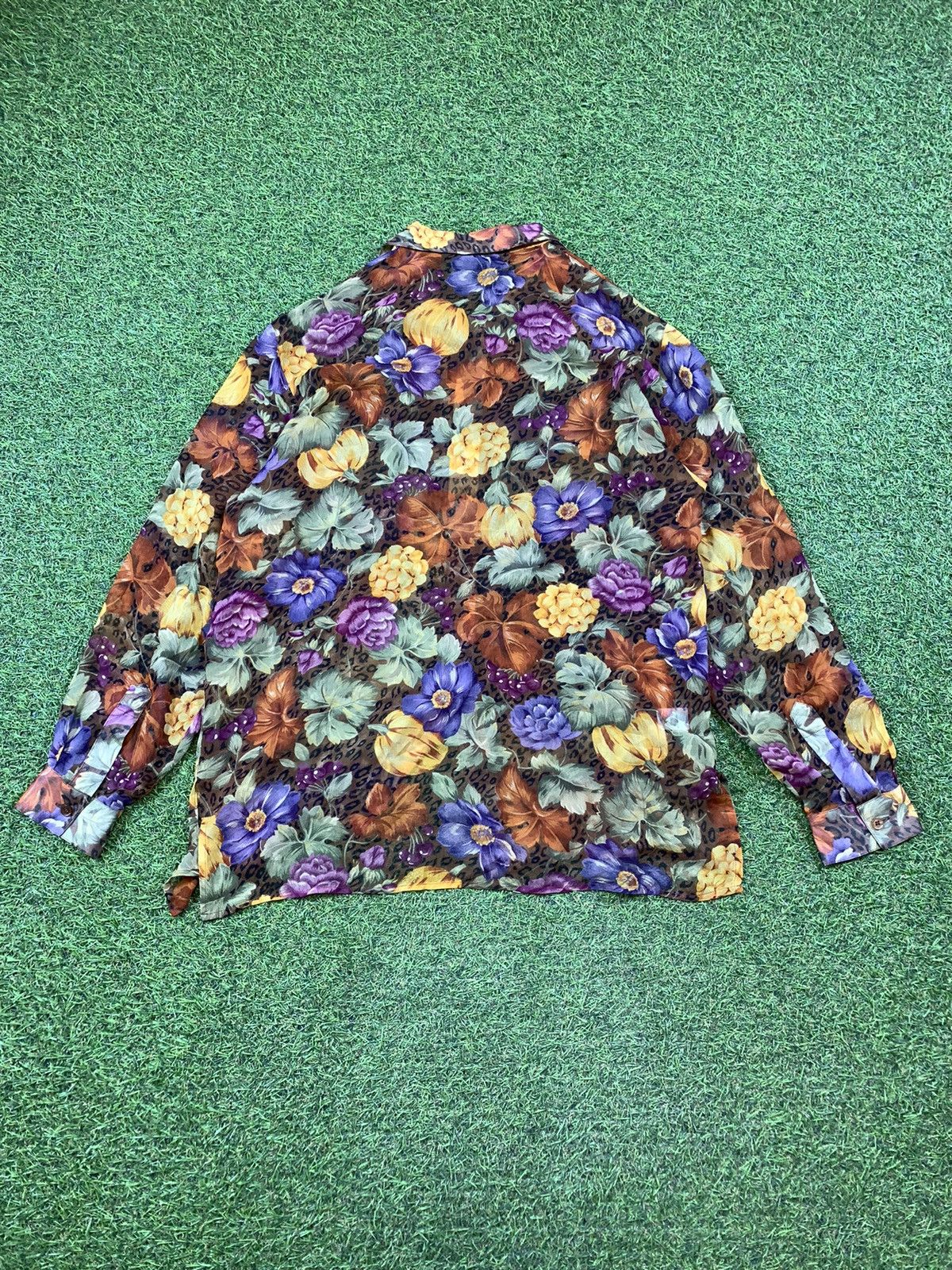 Japanese Brand Vintage 90s Haute Couture silk shirt floral luxury style Size L / US 10 / IT 46 - 5 Thumbnail