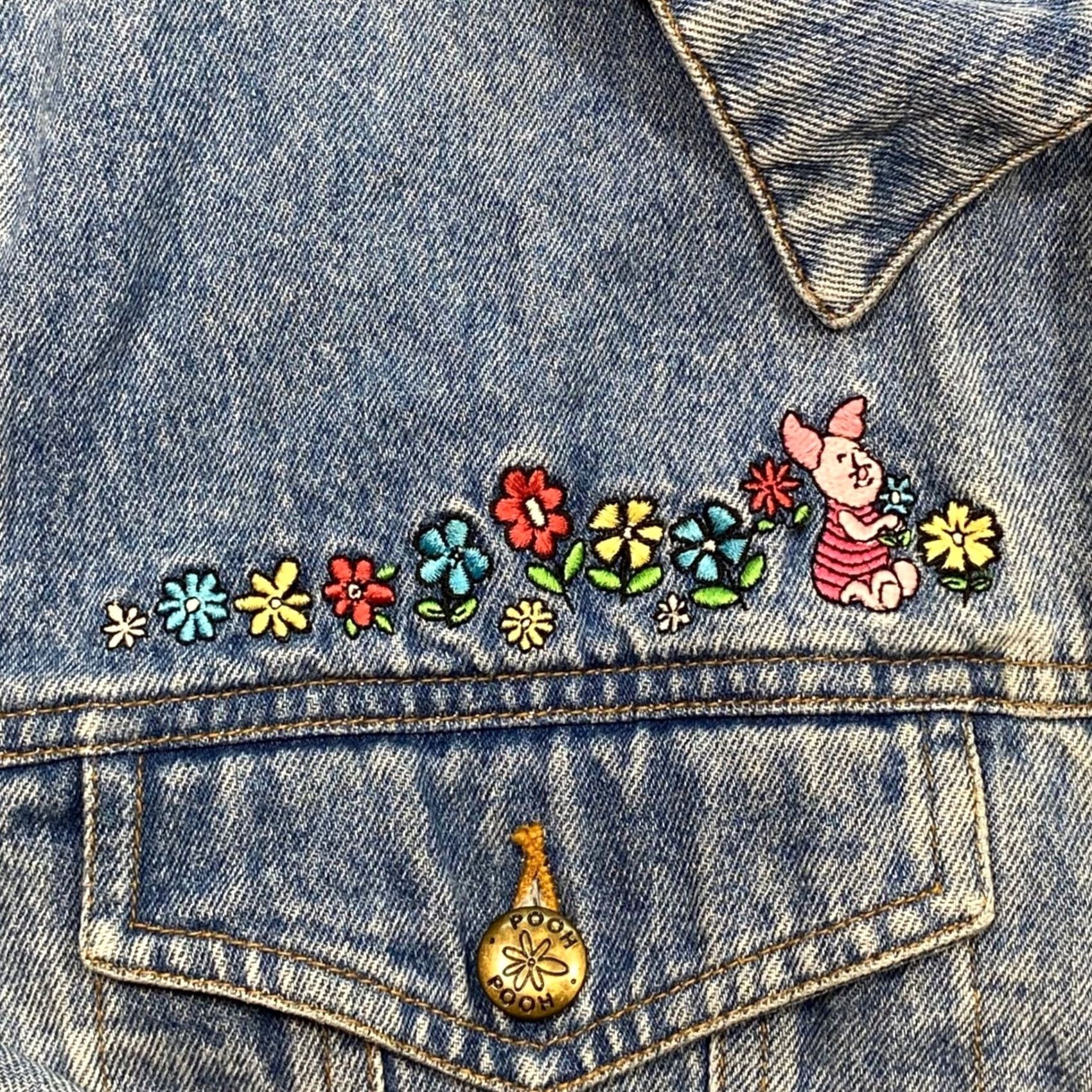 Disney VINTAGE Pooh Disney Cottagecore Womens M Winnie the Pooh Piglet Embroidered Denim Jacket Size M / US 6-8 / IT 42-44 - 3 Thumbnail