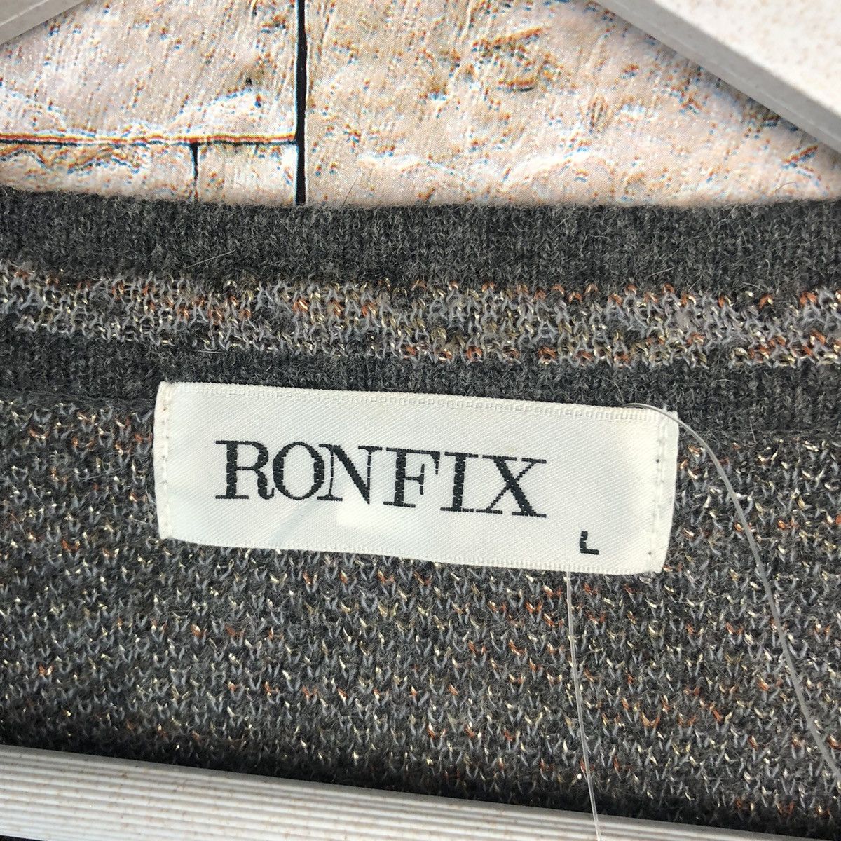 Homespun Knitwear × Japanese Brand Ronflix Brown Patterned Cardigan #A926 Size L / US 10 / IT 46 - 10 Thumbnail