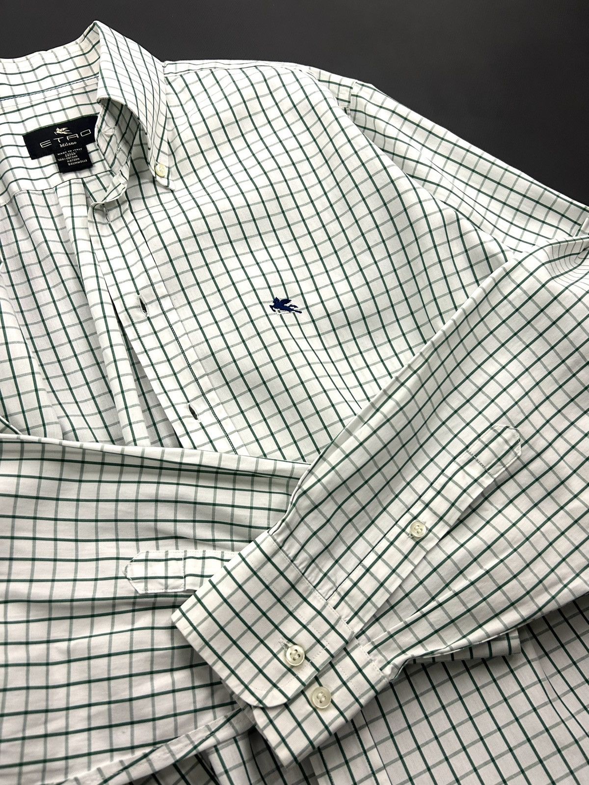 Etro Etro Milano Green Plaid Button-Up Cotton Shirt L Luxury Size US L / EU 52-54 / 3 - 6 Thumbnail