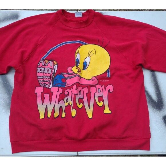 Warner Bros Vtg Tweety Bird Looney Tunes Crewneck Sweatshirt Freeze 1996 Size US XXL / EU 58 / 5 - 2 Thumbnail