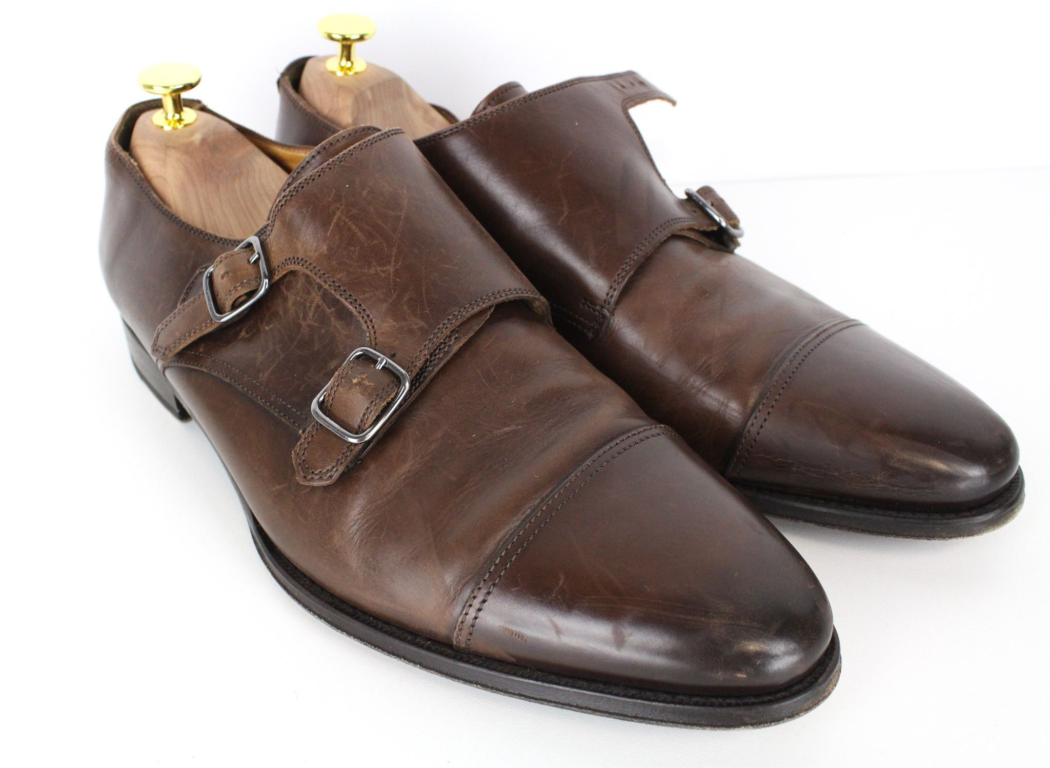 Suitsupply EU42.5 Mid Brown Leather Double Monk Shoes 73290 Size US 9.5 / EU 42-43 - 1 Thumbnail