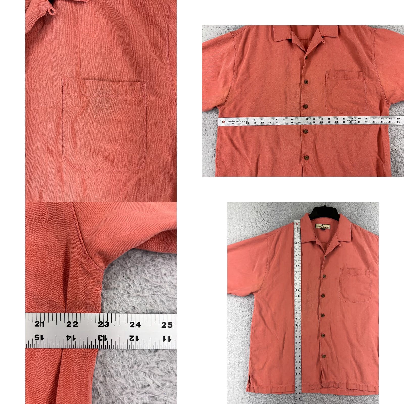 Tommy Bahama Tommy Bahama Shirt Men Large Pink Herringbone Button Up 100% Silk Hawaiian Beach Size US L / EU 52-54 / 3 - 8 Thumbnail