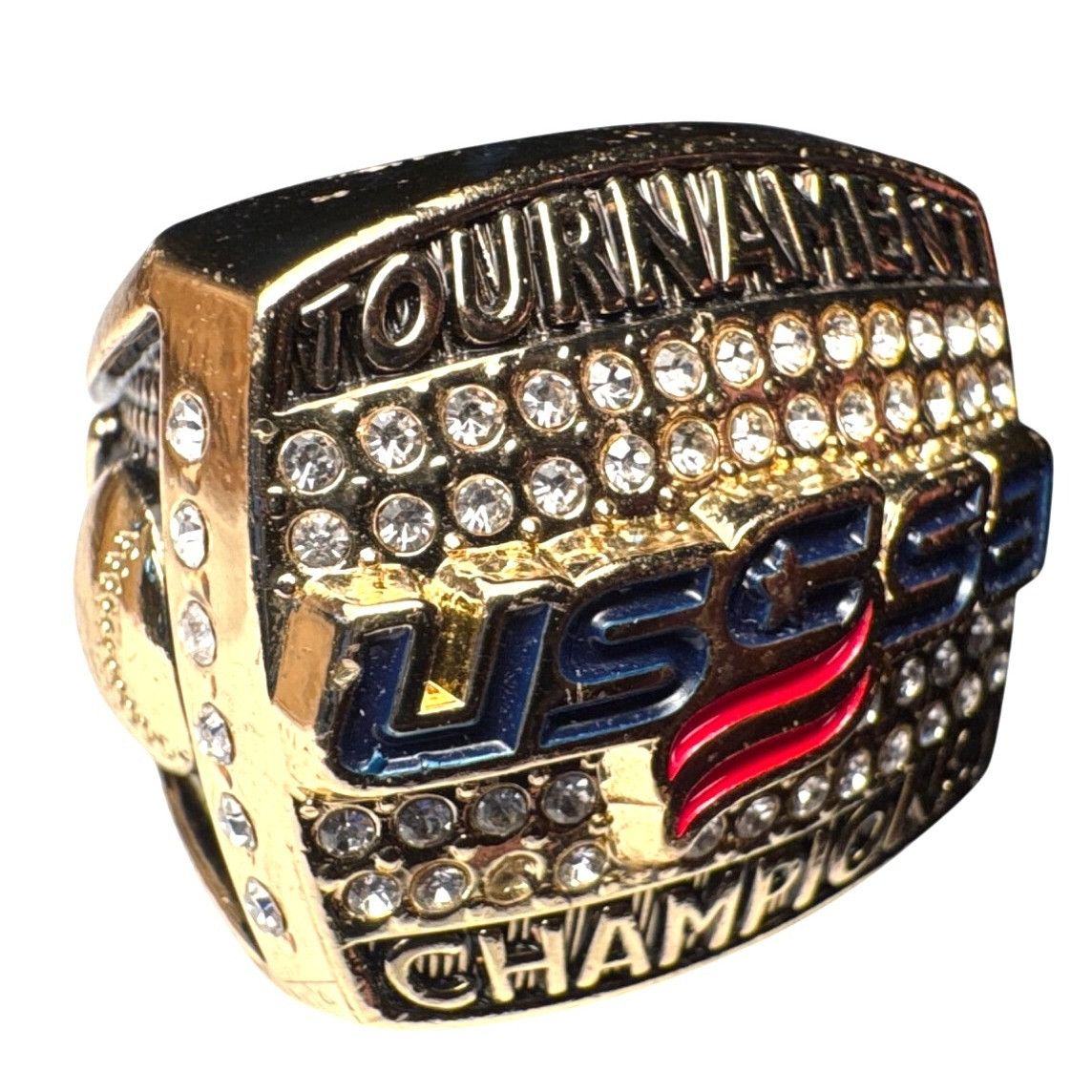 Jewelry Baseball Usssa Tournament Champions Ring Size 11.5 Play Bat in Gold Tone, Men's