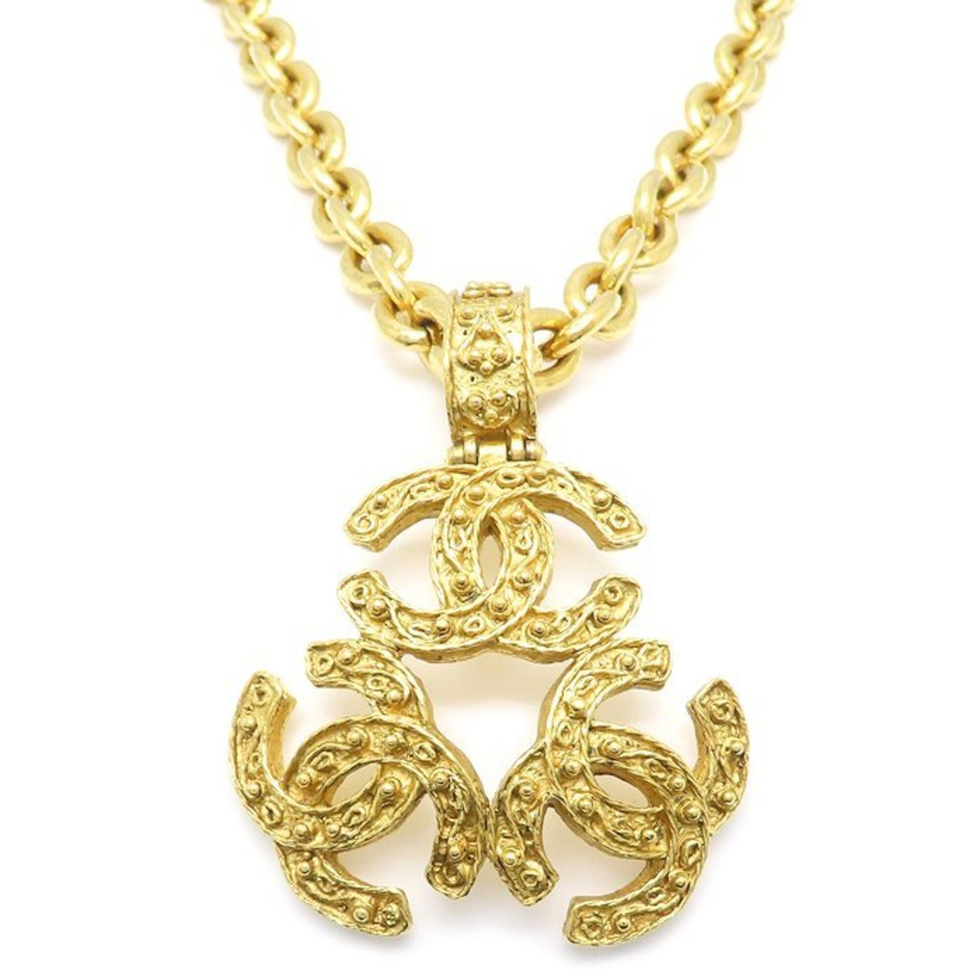Chanel CHANEL Triple Coco Necklace, Long GP Gold Plated, Women's, 94A 295490 Size ONE SIZE - 1 Thumbnail
