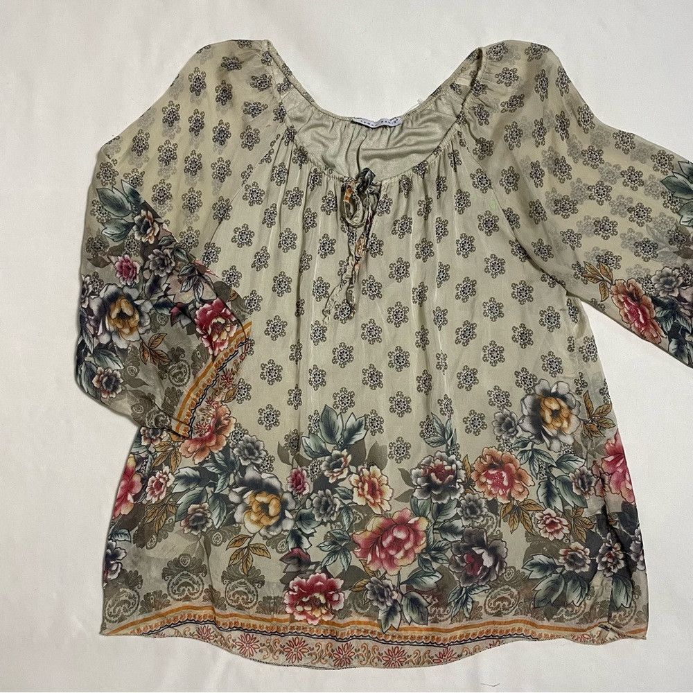 Other New Tempo Paris Silk Viscose Floral Top Made In Italy Size Size L / US 10 / IT 46 - 6 Thumbnail