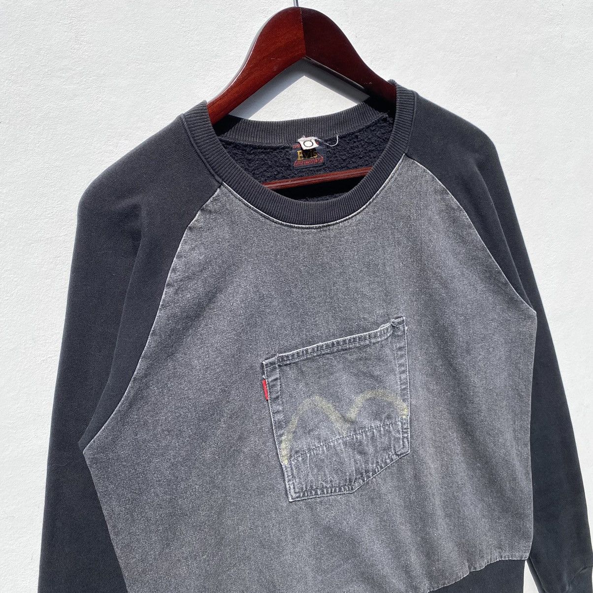 Evisu Rare! 90s EVIS Pocket Sweatshirt Evisu Japanese Denim Brand Size US S / EU 44-46 / 1 - 4 Thumbnail
