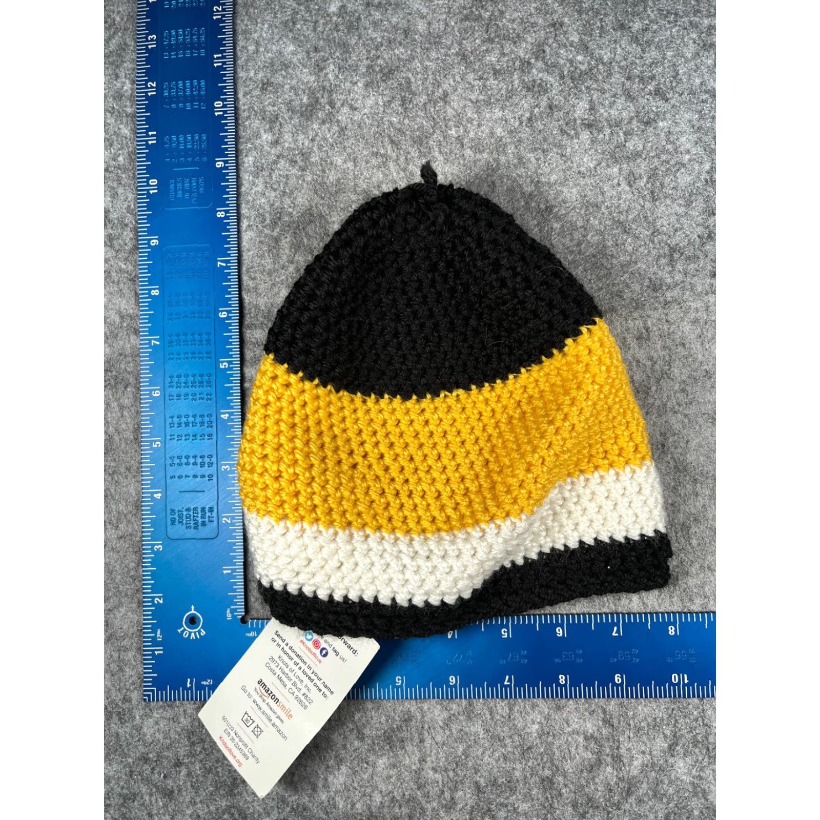 Vintage Knots Of Love Beanie Hats Unisex Adults One Size Black Yellow White Stripe Knit Acrylic NEW Size ONE SIZE - 6 Thumbnail