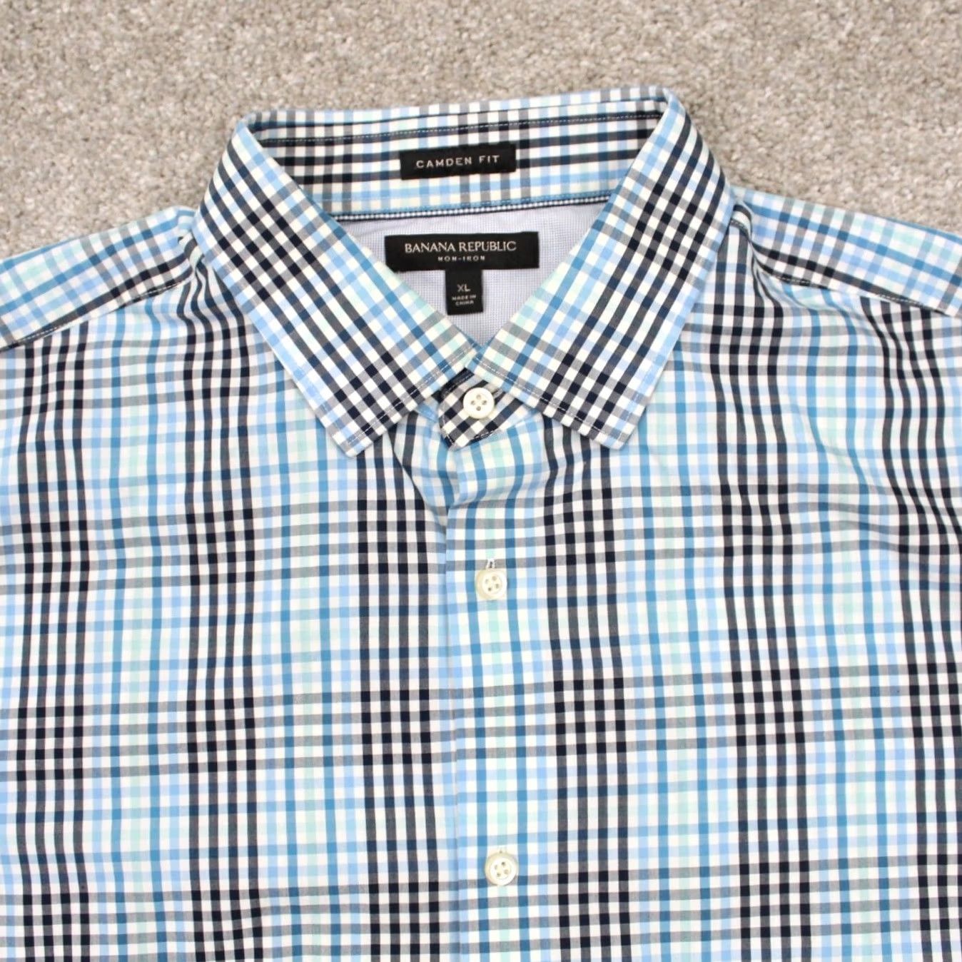 Banana Republic Banana Republic Shirt Mens XL Blue Camden Fit Non-Iron Cotton Long Sleeve Button Up Shirt-Blue White Plaid Size US XL / EU 56 / 4 - 5 Thumbnail