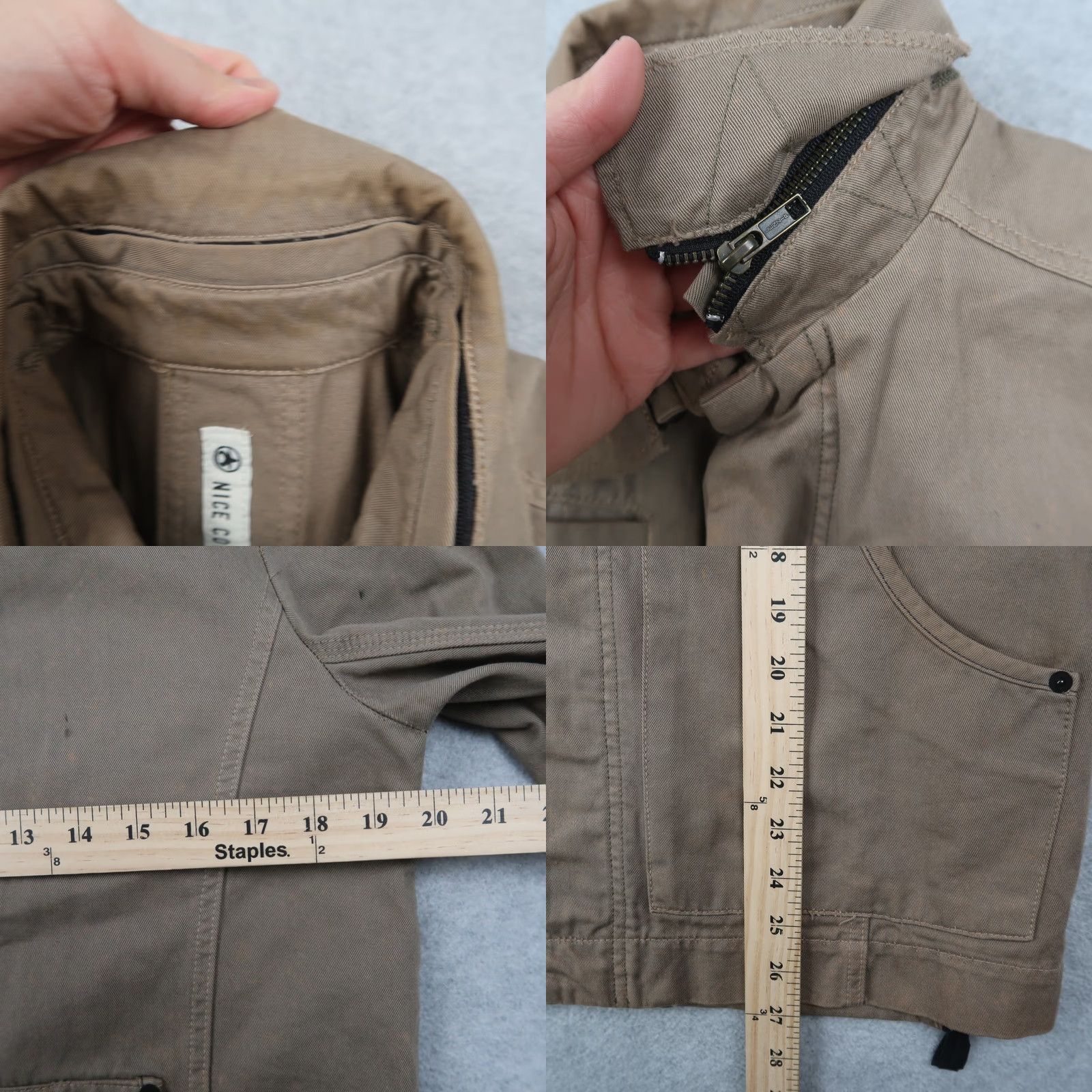 Nice Collective NICE Collective Military Jacket Khaki Mens S Small Cotton USA Made Field Jacket" Size US S / EU 44-46 / 1 - 9 Thumbnail