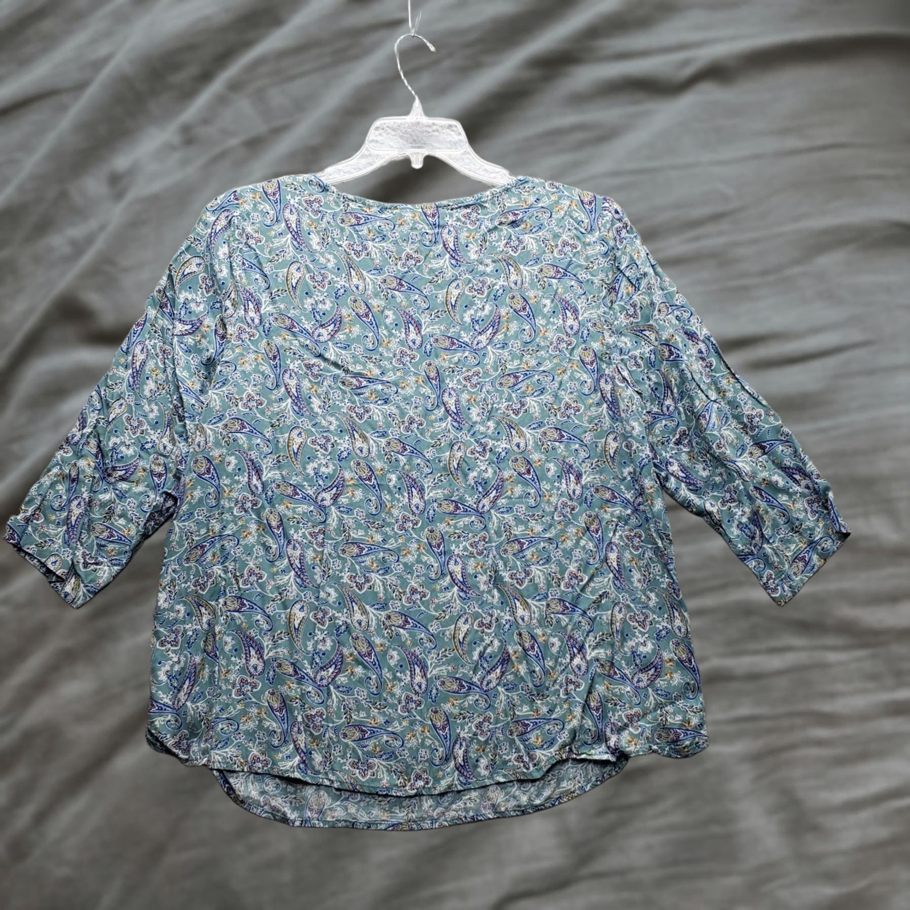 J. Jill J. Jill Blouse Womens Size L Multi Paisley 3/4 Sleeve Round Neck Slit High Low Shirt Size L / US 10 / IT 46 - 1 Thumbnail