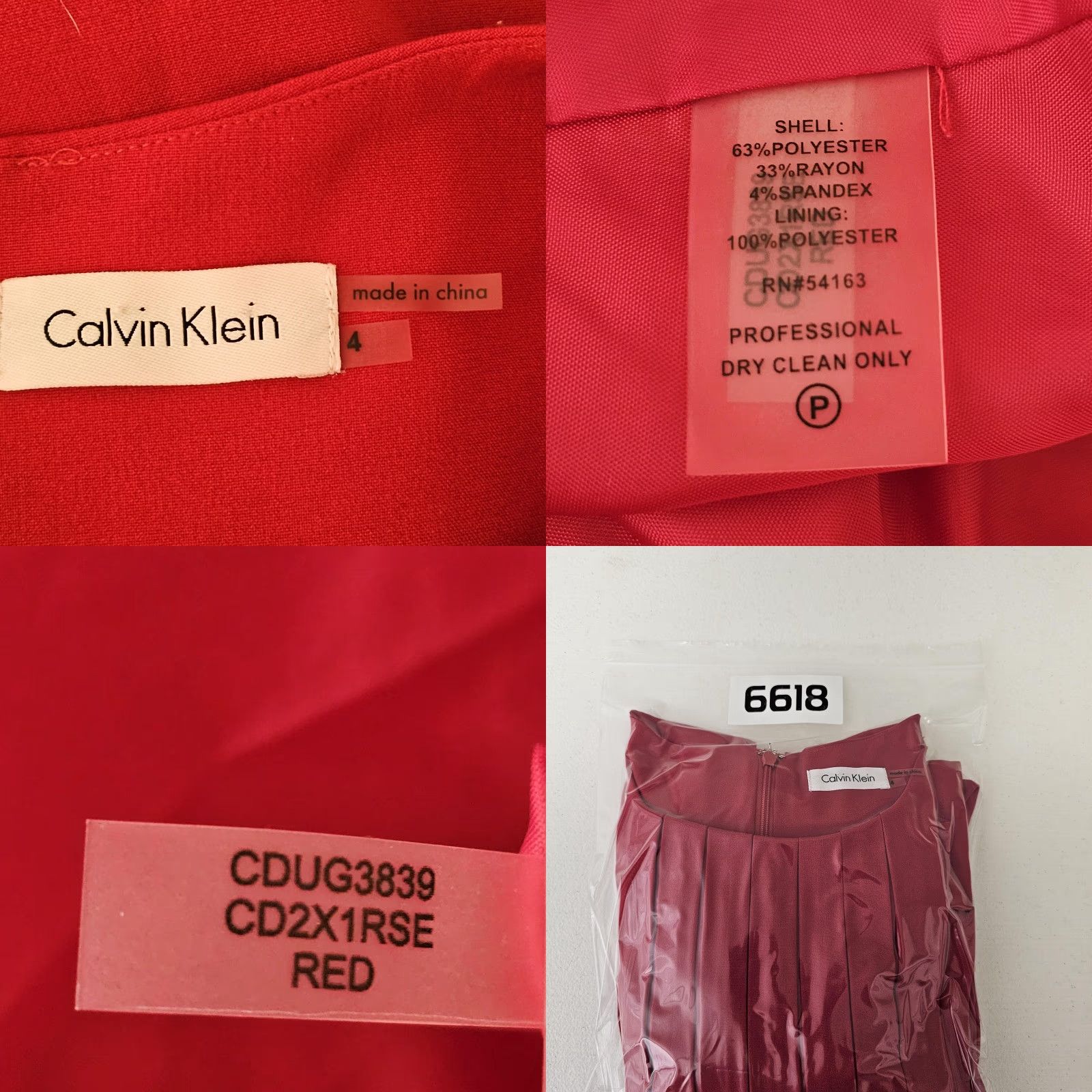 Calvin Klein Dress Womens 4 Red Pleated Sleeveless Fit Flare Lined Party  Holiday Dress