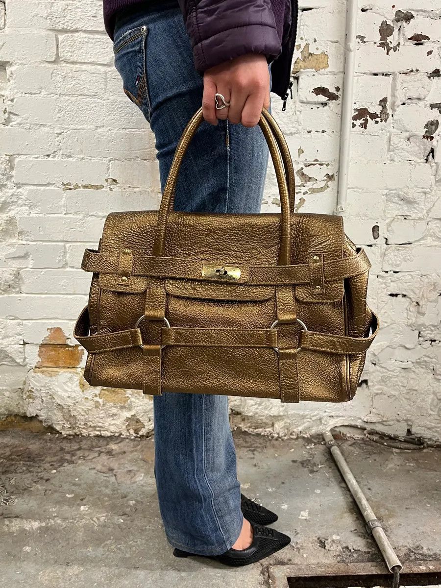 Vintage Massimo Rebecchi Strapes Bronze Gold Leather Bag Size ONE SIZE - 1 Thumbnail
