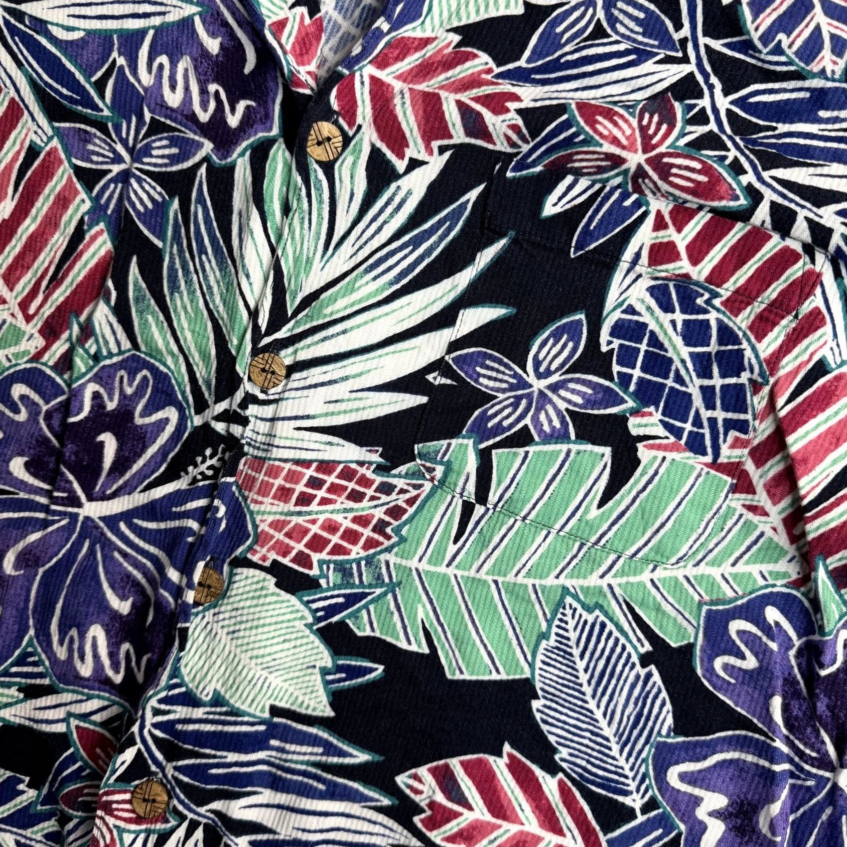Vintage Caribbean Shirt Mens 3XLT Blue Floral Hawaiian Short Sleeve Button-Up Rayon Shirt Size US XXL / EU 58 / 5 - 2 Thumbnail