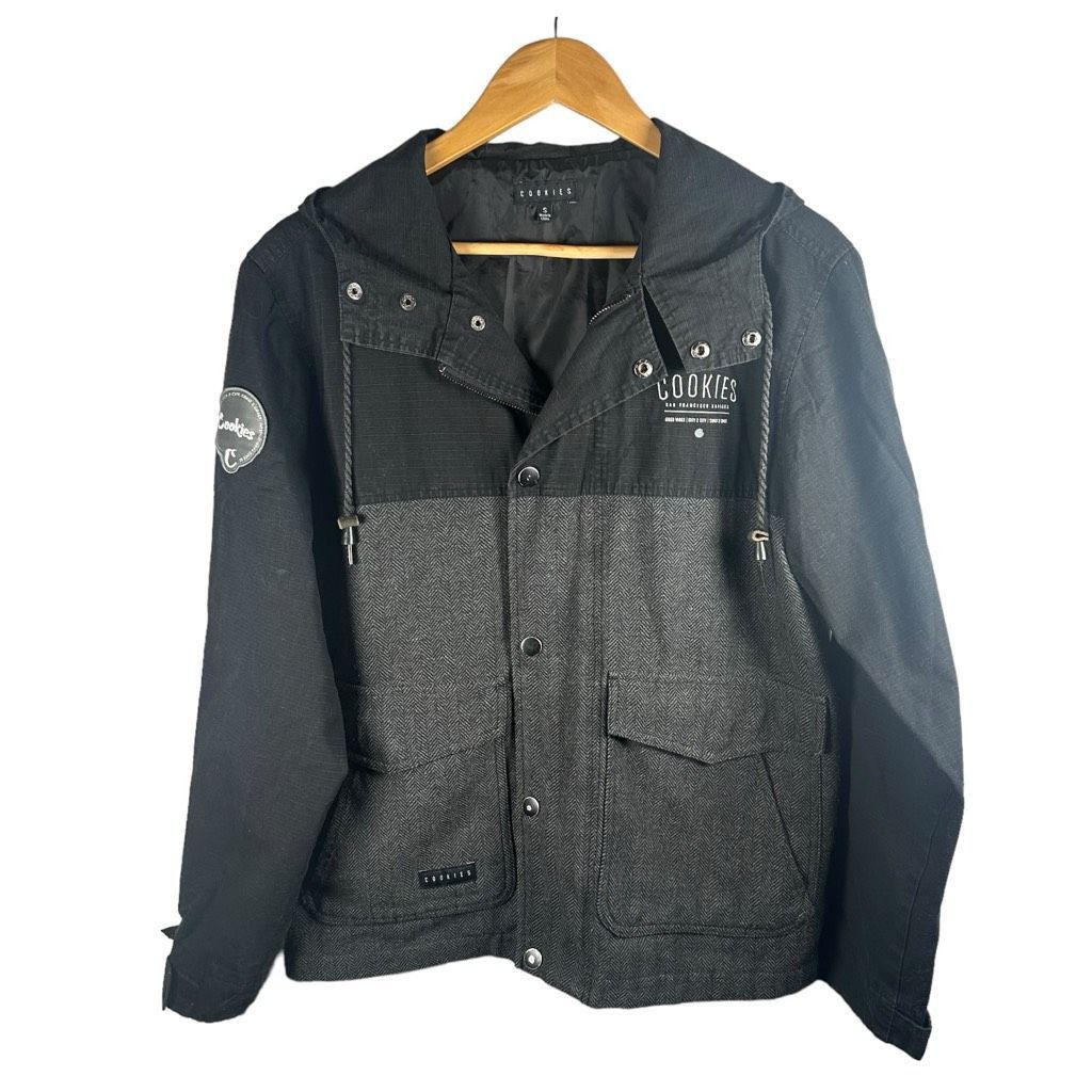 image of Cookies Designer Streetwear Wool Full Zip Coat Men’S S | Urb in Grey, Men's (Size Small)
