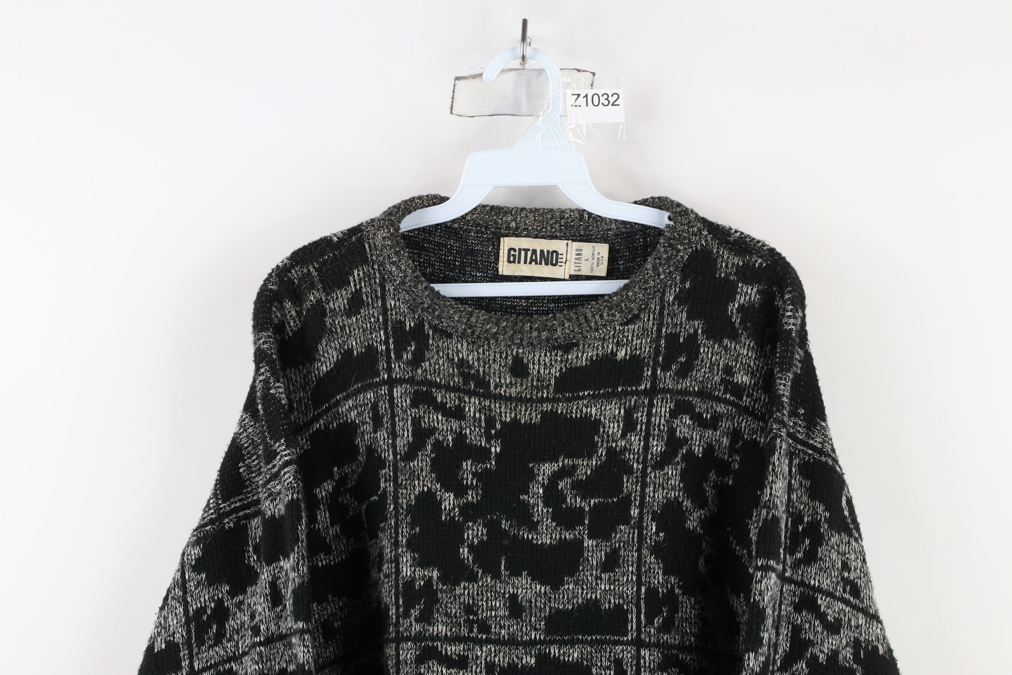 Vintage Vintage 90s Streetwear Abstract Checkered Knit Sweater USA Size US L / EU 52-54 / 3 - 2 Thumbnail
