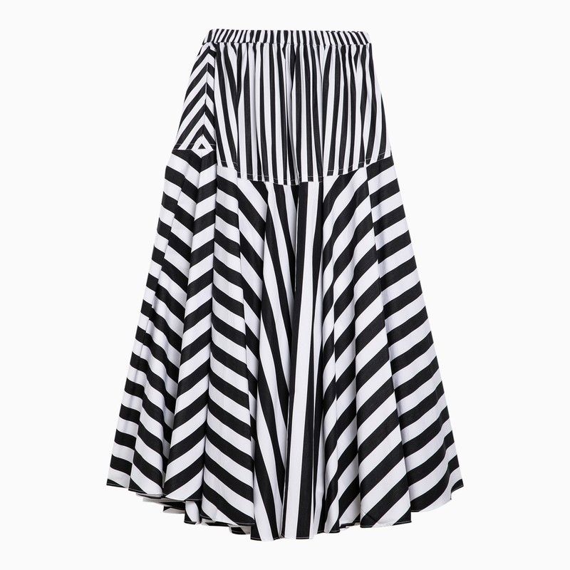 image of Patou White/black Striped Cotton Skirt, Women's (Size 26)