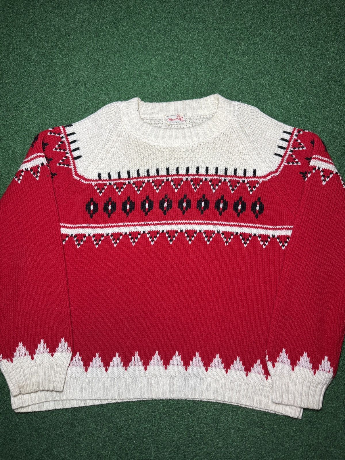Vintage Vintage Mancraft 70s Nordic Knit Large 22x25 Retro Sweater Size L / US 10 / IT 46 - 2 Thumbnail