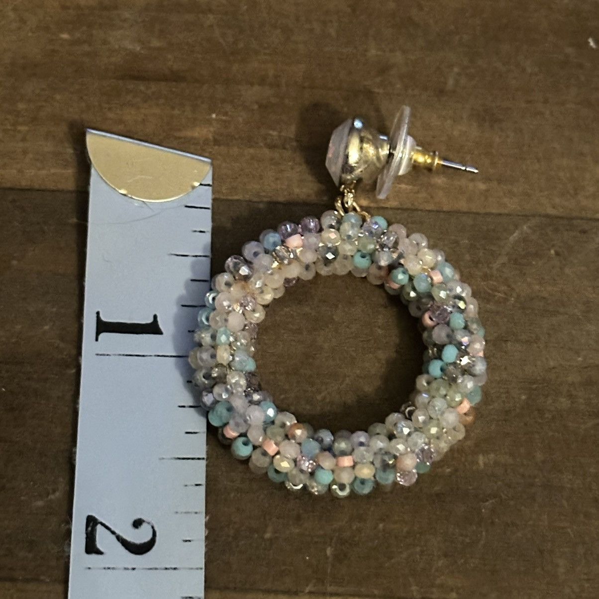 Other Seed bead wrapped dangle circle hoop earrings Size ONE SIZE - 5 Thumbnail