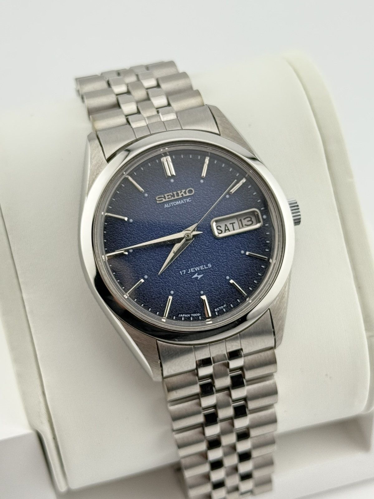 Seiko Seiko Navy Blue Textured Dial 36mm Automatic Vintage Watch Size 36 - 4 Thumbnail