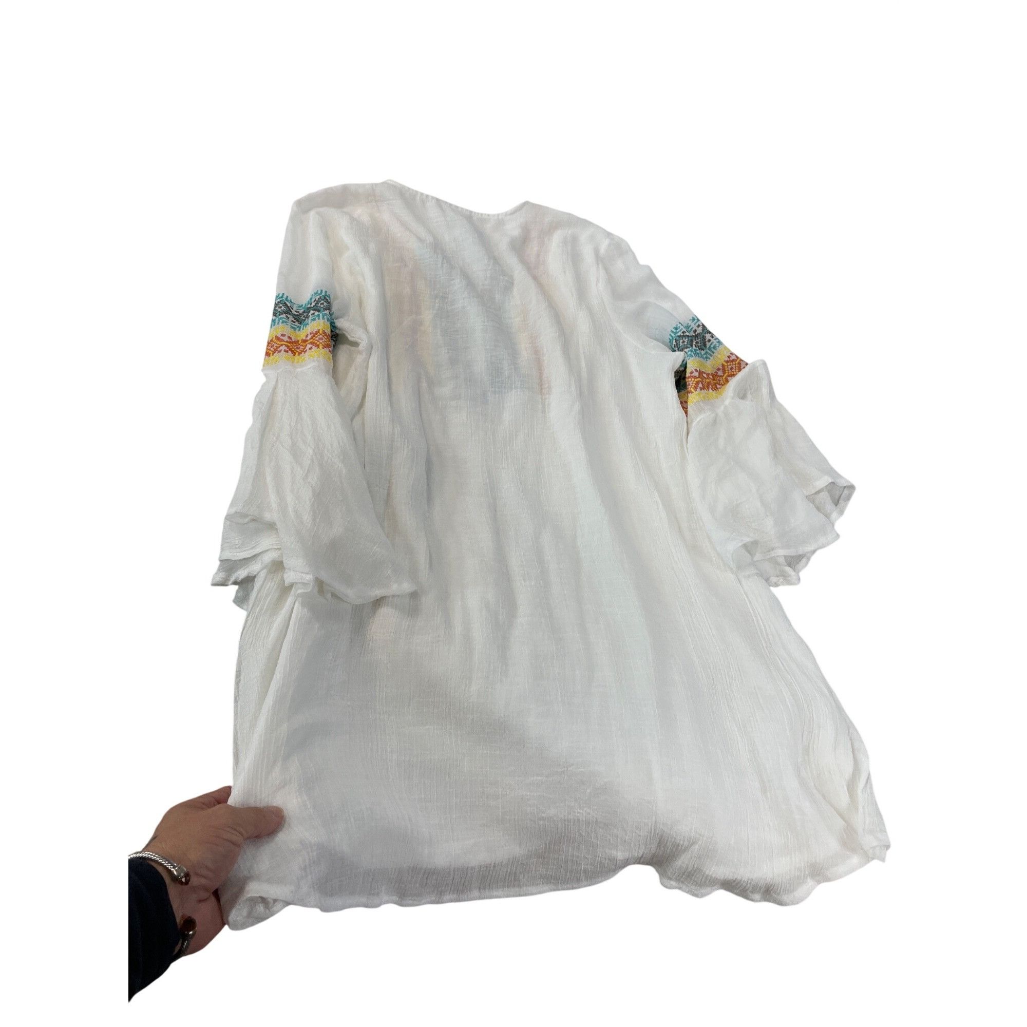 Other Kaktus womans embroided white blue boho tunic fairy bell sle Size M / US 6-8 / IT 42-44 - 12 Thumbnail