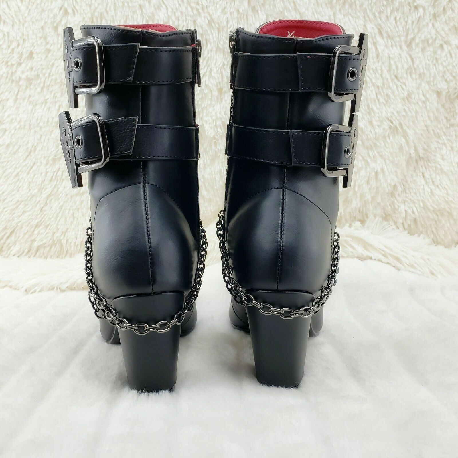 Demonia Cult DEMONIA Vivika Goth Granny Ankle Boots Coffin Straps & Chain Size US 6 / IT 36 - 5 Thumbnail