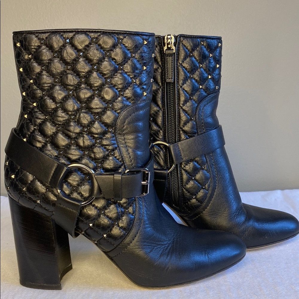 Valentino Valentino Garavani 'Rockstud' Spiked Black Leather Boots 37 Size US 7 / IT 37 - 6 Thumbnail
