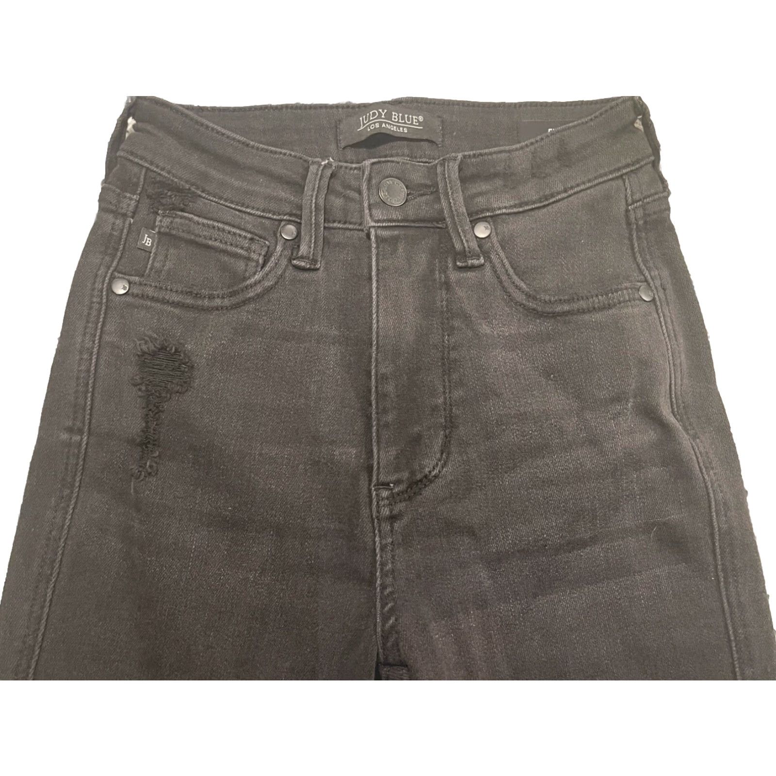 Vintage Judy Blue Jeans Womens Black Distressed Flare Stretch 0/24 5-Pocket Denim Size 25" / US 0 / IT 36 - 6 Thumbnail