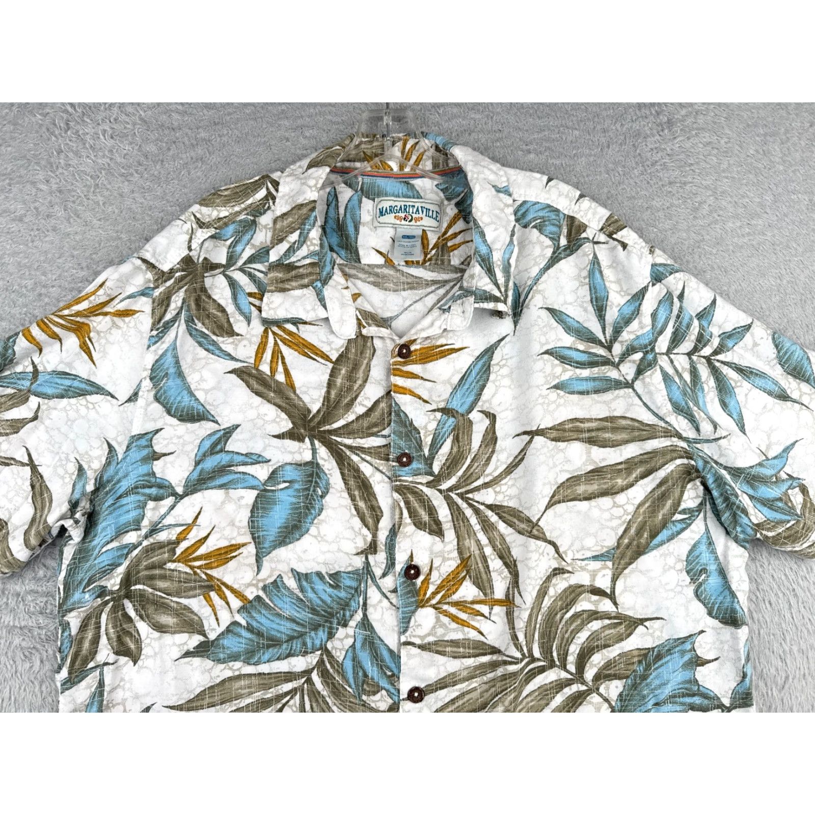 Vintage Margaritaville Men Shirt Hawaiian 2XL White Floral Button-Up Rayon Slim Size US XXL / EU 58 / 5 - 4 Thumbnail