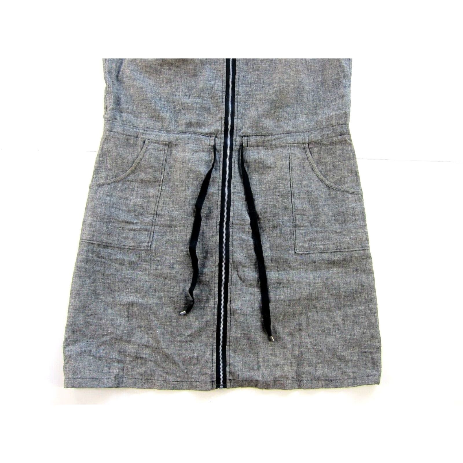 Vintage National Picnic Grey Hemp Made USA Zipper Cap Sleeve Tunic Shift Dress L Pockets Knee Length Floral Women's Large Size L / US 10 / IT 46 - 6 Thumbnail