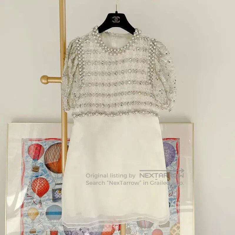 Miu Miu Miu Miu Gray Knit Lace Long Sleeve Dress 0079 | Grailed