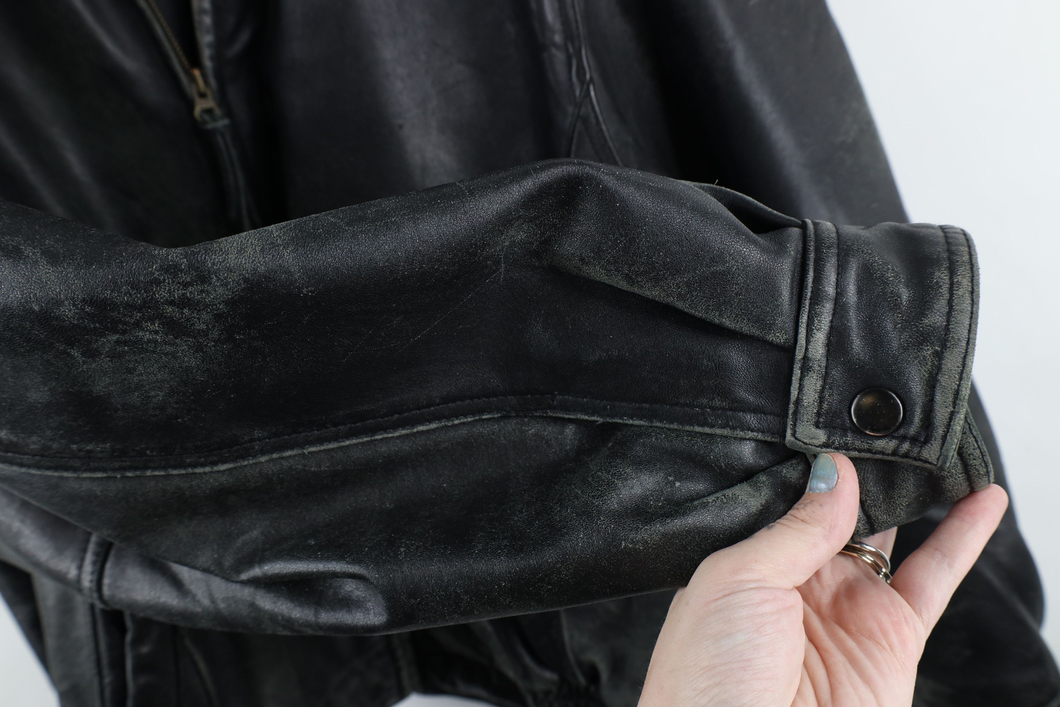 Vintage Vintage 90s Streetwear Leather Flight Bomber Jacket Black Size ONE SIZE - 6 Thumbnail