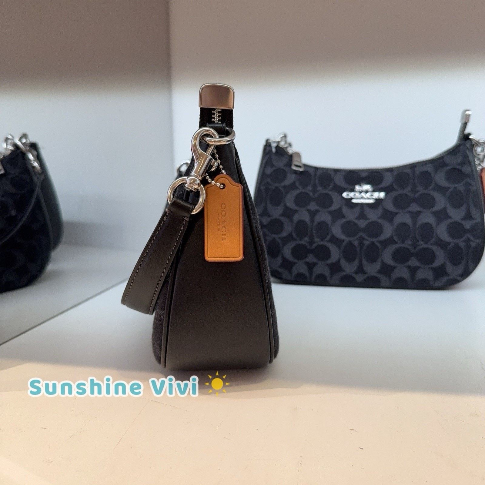 Coach NWT Coach Teri Shoulder Bag Signature Denim CDE43 Black Size ONE SIZE - 3 Thumbnail