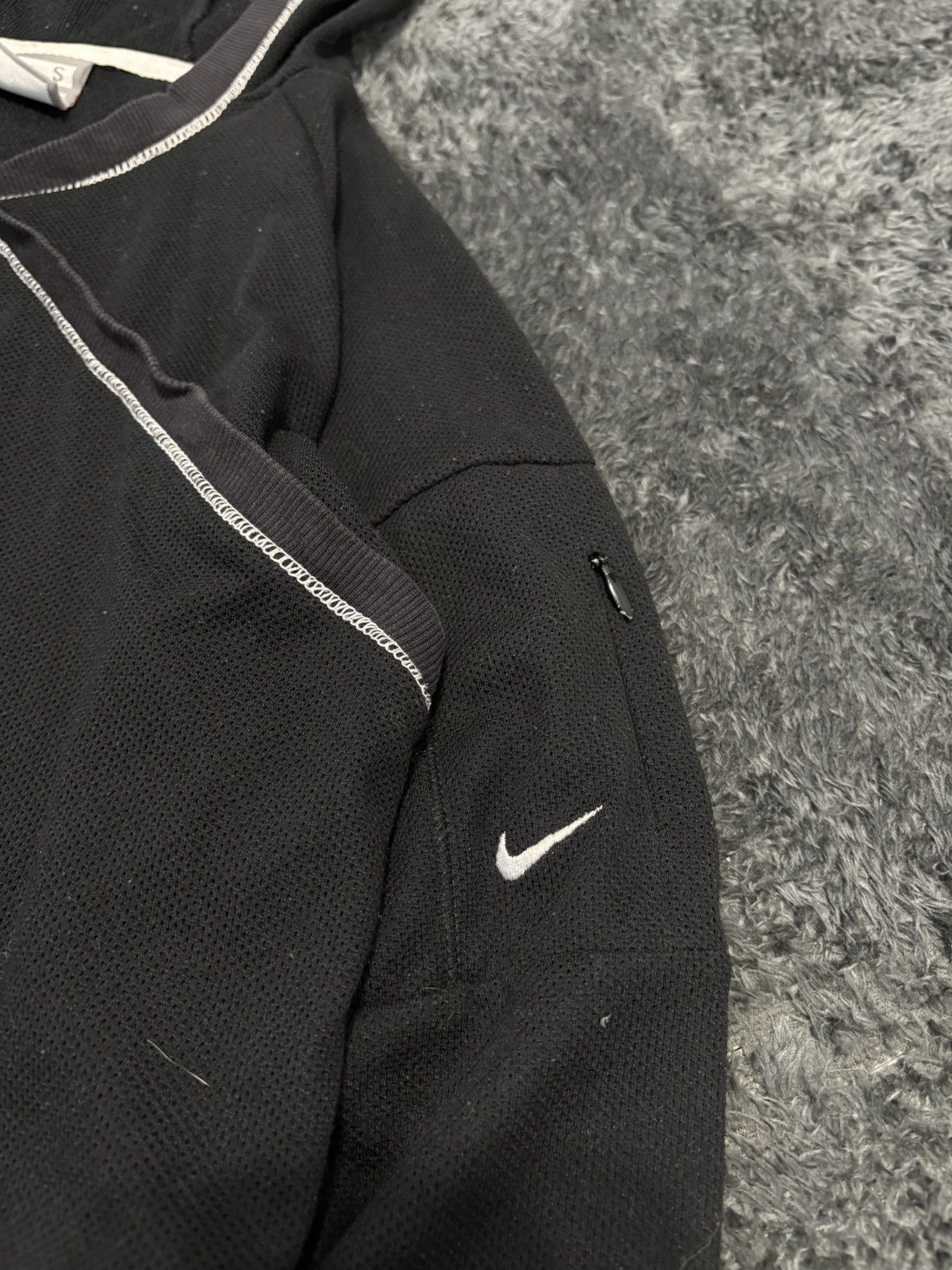 Nike Vintage Nike 2000s Y2K Black Mesh Hoodie Size S / US 4 / IT 40 - 3 Thumbnail