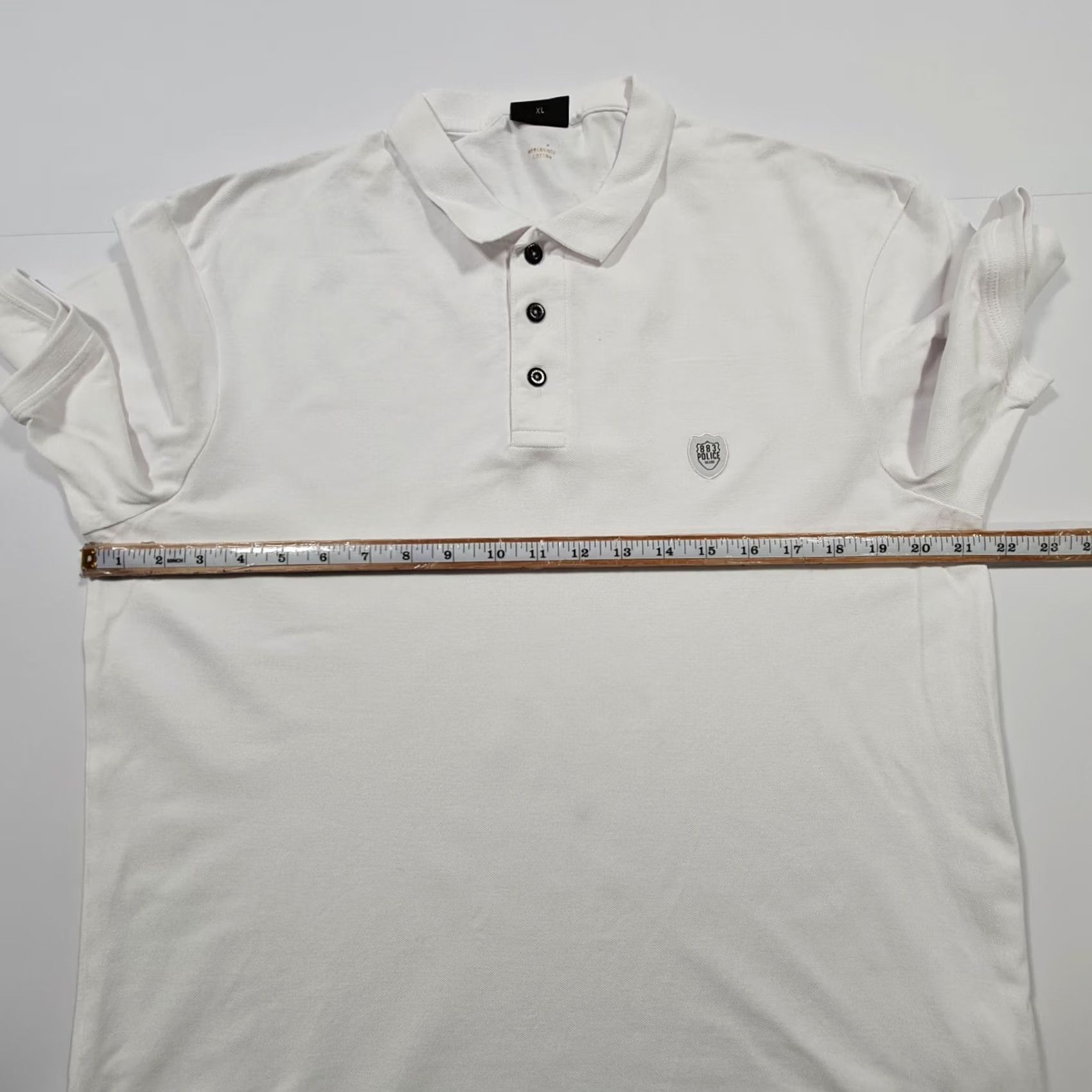 Vintage 883 Police Polo Shirt White XL Mens Short Sleeve Cotton Jersey Logo Embroidered Button Collar Golf Casual Top Size US XL / EU 56 / 4 - 6 Thumbnail