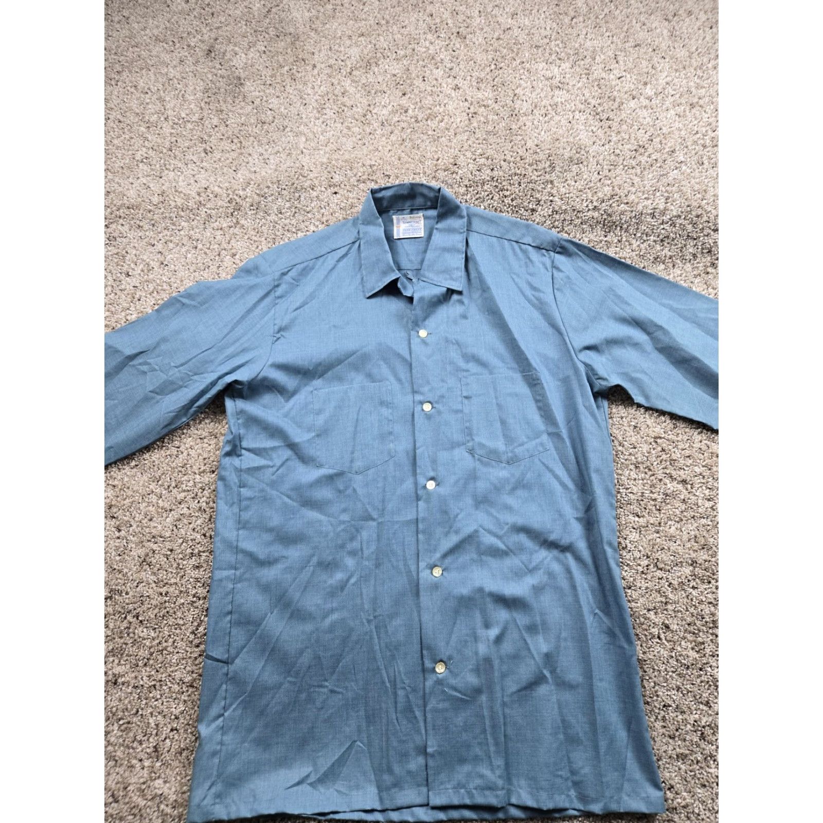Vintage VINTAGE TownCraft Shirt Mens Medium Blue Long Sleeve Loop Collar Pockets 60s Rockabilly Size US M / EU 48-50 / 2 - 3 Thumbnail