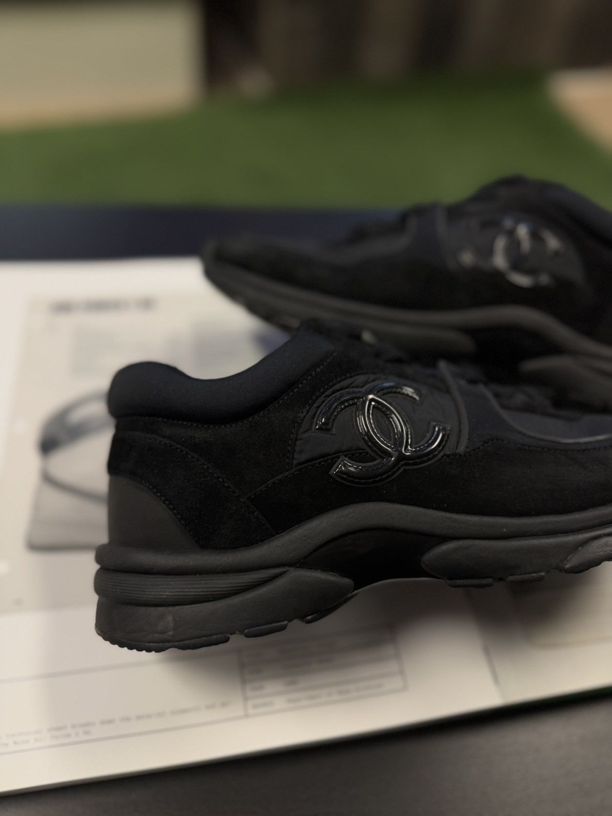 Chanel 38EU/8US - Chanel Interlocking CC Logo Suede Trainer Shoes Size US 8 / IT 38 - 3 Thumbnail