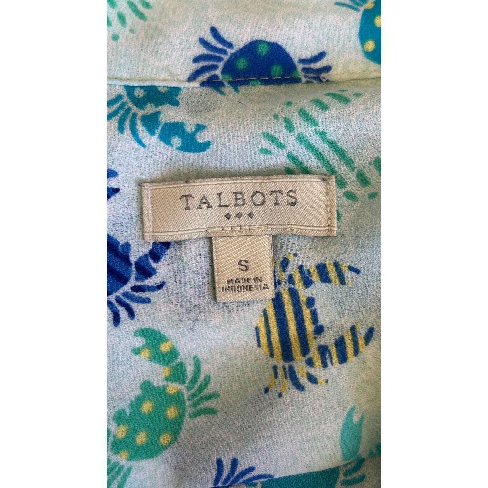 Other Talbots | Crab Print Button Down Tank Top Shirt | Small Size S / US 4 / IT 40 - 3 Thumbnail