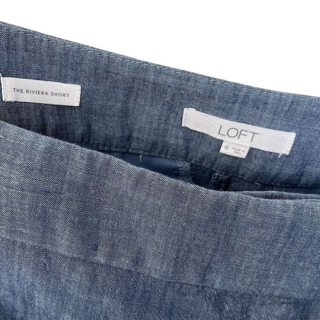 Loft Loft | Blue Chambray Pineapple Embroidered Rivera Shorts Size 28" / US 6 / IT 42 - 5 Thumbnail